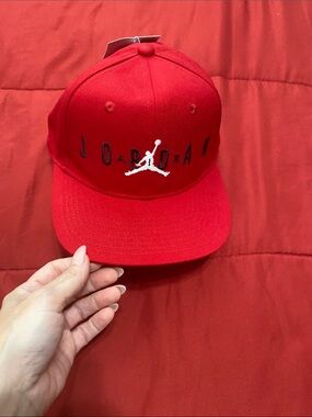 Jordan Red Snapback with White Jumpman and Black Lettering